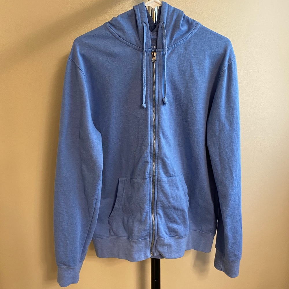 Light Blue Basic Zip-Up Hoodie, Sustainable Brand